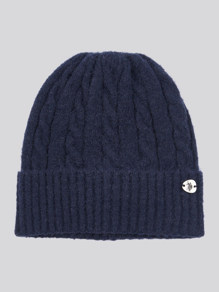 U.S. Polo Assn Blue Signature Cable Knit Winter Beanie - Image 1 of 3