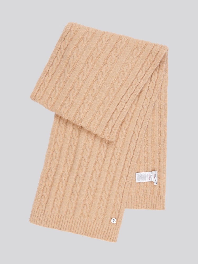 U.S. Polo Assn. Natural Womens Hanging Signature Cable Knit Scarf - Image 2 of 3 U.S. Polo Assn. Natural Womens Hanging Signature Cable Knit Scarf - Image 2 of 3