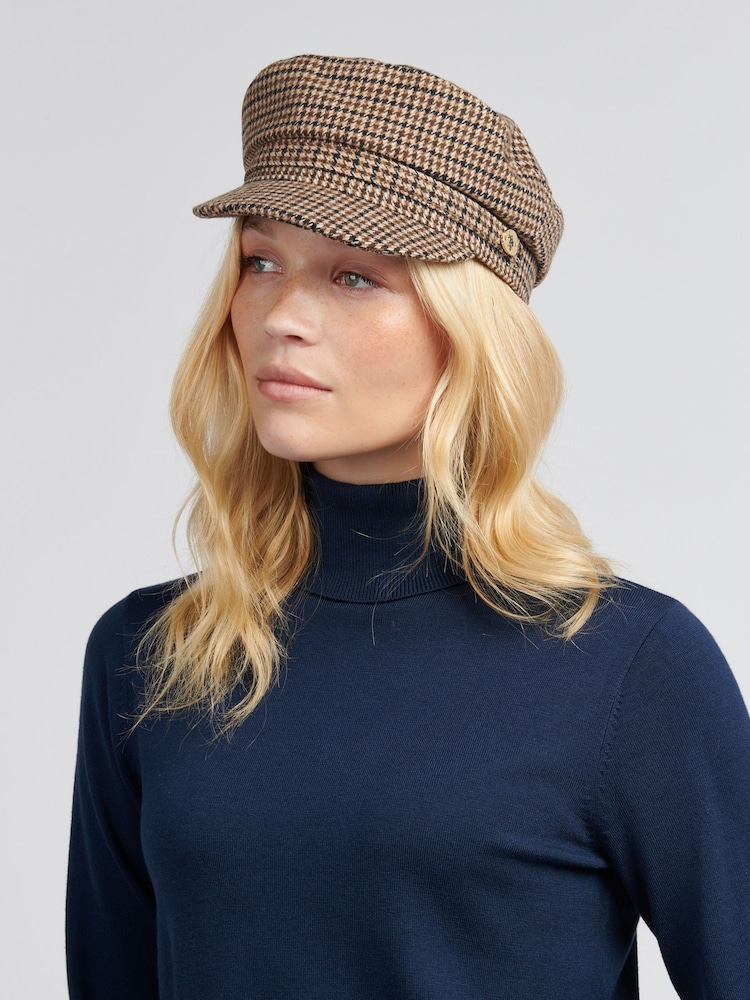 U.S. Polo Assn Natural Womens Check Felt Baker Boy Hat - Image 1 of 8