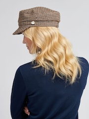 U.S. Polo Assn Natural Womens Check Felt Baker Boy Hat - Image 3 of 8