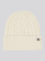 U.S. Polo Assn. White Womens Signature Cable Knit Winter Beanie and Gloves Set - Image 2 of 4