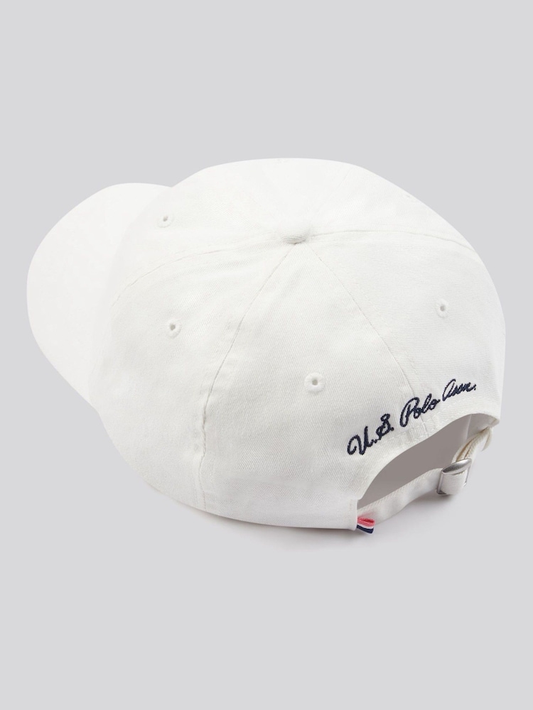 Weiß - U.S. Polo Assn. Womens Double Horsemen Washed Casual 100% Cotton Cap - Bild 2 von 4