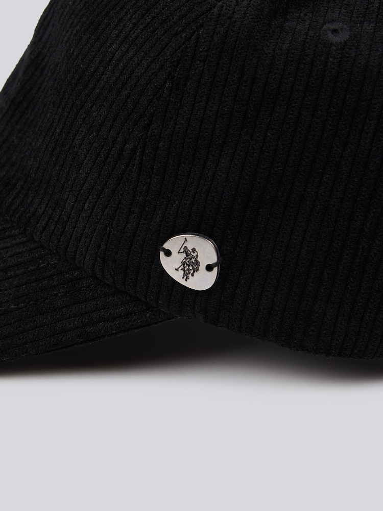 U.S. Polo Assn. Black Womens Corduroy Casual 100% Cotton Cap - Image 3 of 4