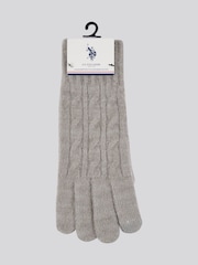 U.S. Polo Assn. Grey Womens Signature Cable Knit Touchscreen Gloves - Image 1 of 3