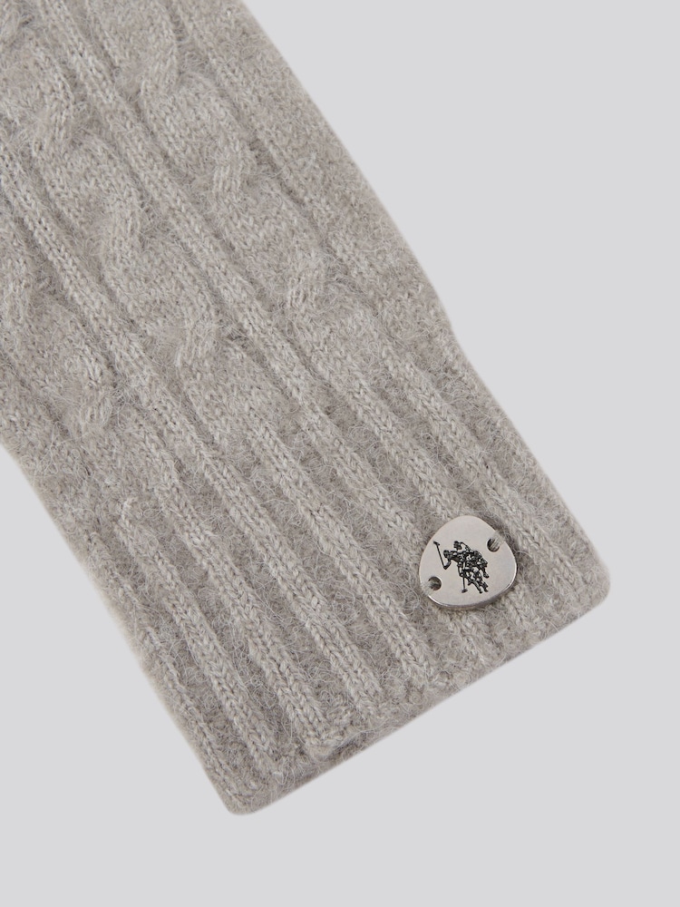 U.S. Polo Assn. Grey Womens Signature Cable Knit Touchscreen Gloves - Image 3 of 3
