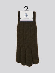 U.S. Polo Assn. Green Womens Signature Cable Knit Touchscreen Gloves - Image 1 of 3