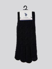 U.S. Polo Assn. Black Womens Signature Cable Knit Touchscreen Gloves - Image 1 of 3