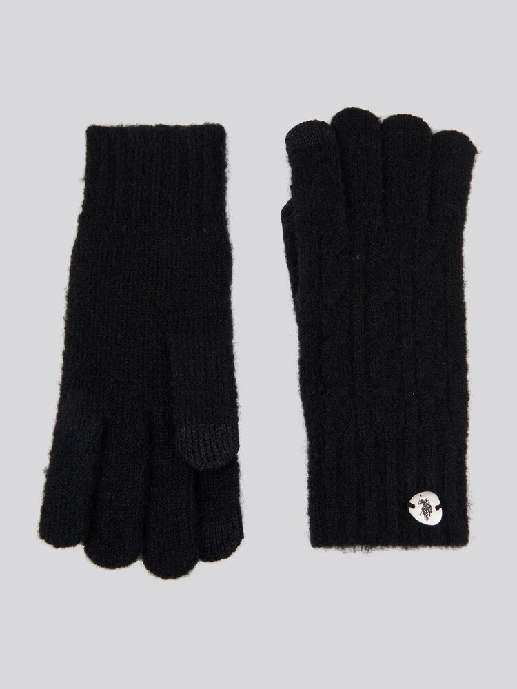 U.S. Polo Assn. Black Womens Signature Cable Knit Touchscreen Gloves - Image 2 of 3