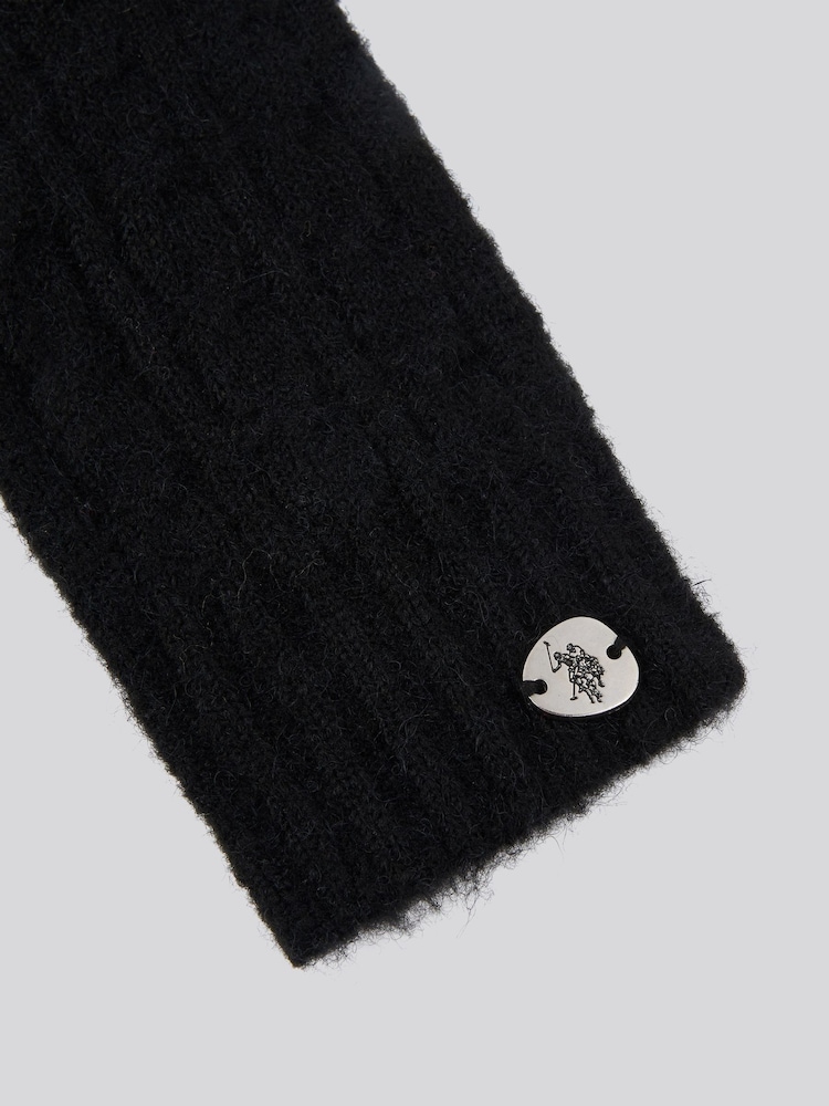 U.S. Polo Assn. Black Womens Signature Cable Knit Touchscreen Gloves - Image 3 of 3