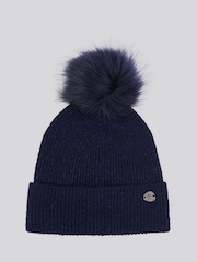 U.S. Polo Assn Blue Metallic Faux Fur Womens Bobble Beanie - Image 5 of 7