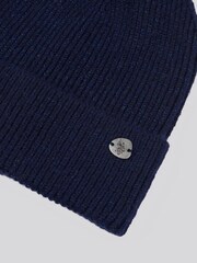 U.S. Polo Assn Blue Metallic Faux Fur Womens Bobble Beanie - Image 7 of 7