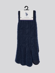 U.S. Polo Assn. Blue Womens Signature Cable Knit Touchscreen Gloves - Image 1 of 3