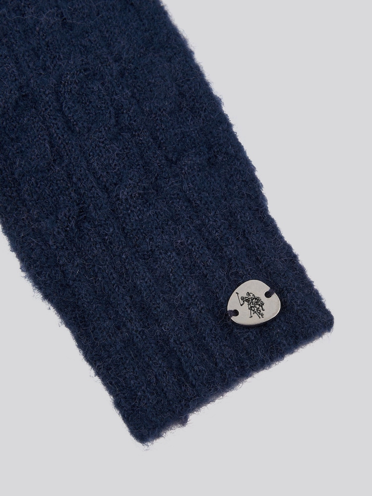 U.S. Polo Assn. Blue Womens Signature Cable Knit Touchscreen Gloves - Image 3 of 3 U.S. Polo Assn. Blue Womens Signature Cable Knit Touchscreen Gloves - Image 3 of 3