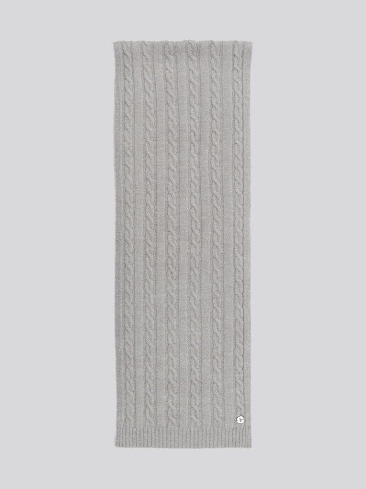 U.S. Polo Assn. Grey Womens Hanging Signature Cable Knit Scarf - Image 1 of 3