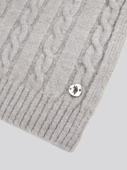 U.S. Polo Assn. Grey Womens Hanging Signature Cable Knit Scarf - Image 3 of 3