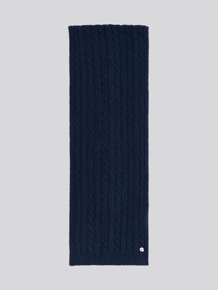 U.S. Polo Assn. Blue Womens Hanging Signature Cable Knit Scarf - Image 1 of 3