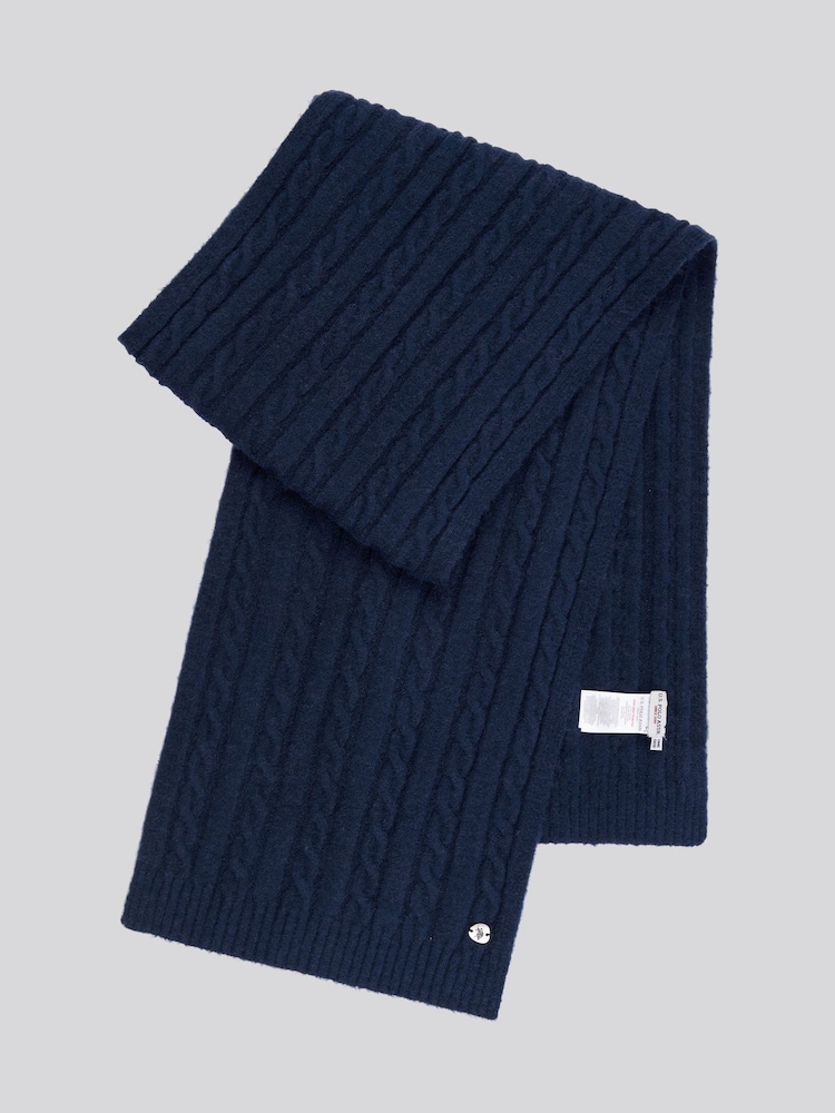 U.S. Polo Assn. Blue Womens Hanging Signature Cable Knit Scarf - Image 2 of 3