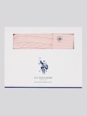 U.S. Polo Assn. Pink Womens Signature Cable Knit Winter Beanie and Gloves Set - Image 1 of 4