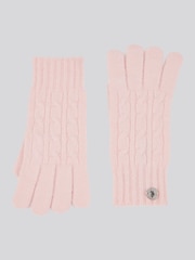 U.S. Polo Assn. Pink Womens Signature Cable Knit Winter Beanie and Gloves Set - Image 2 of 4
