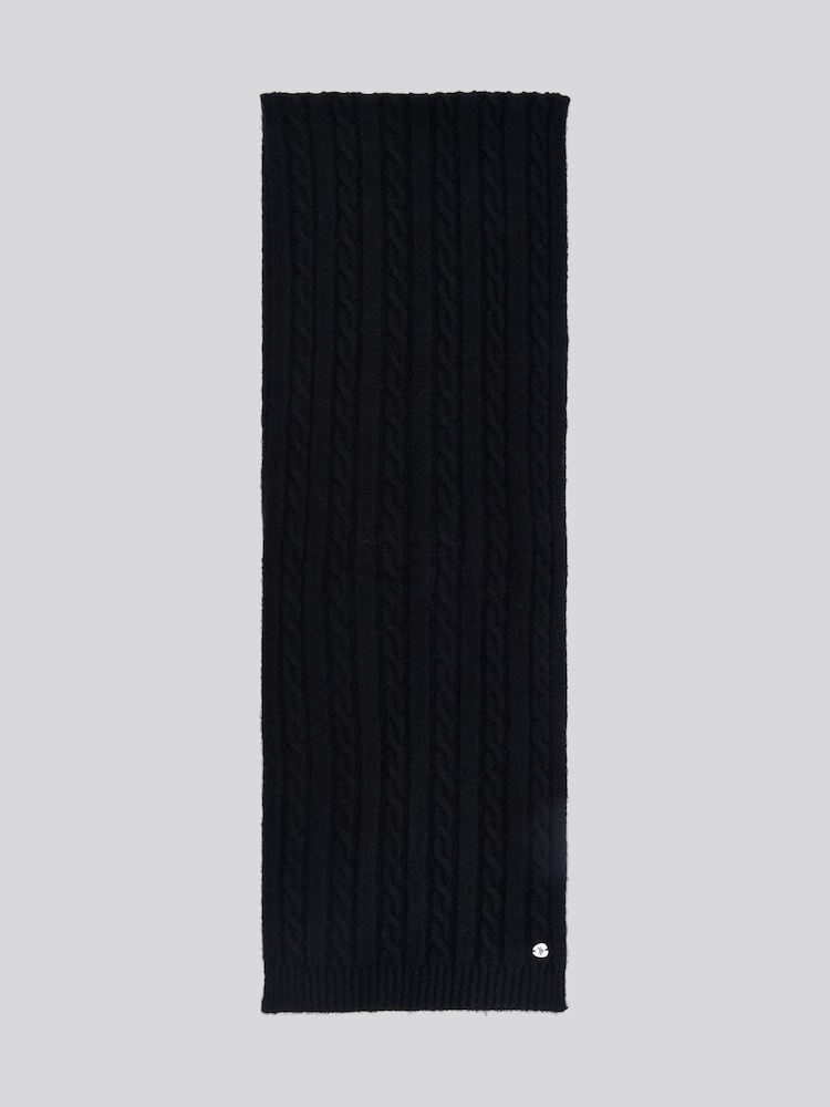 U.S. Polo Assn. Black Womens Hanging Signature Cable Knit Scarf - Image 1 of 3