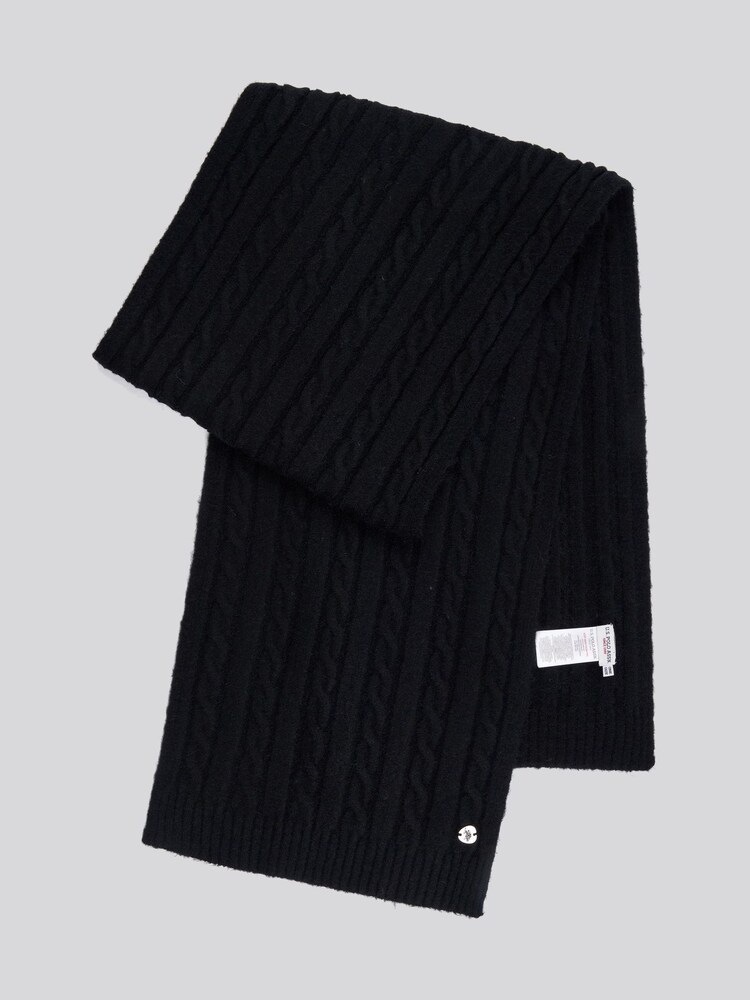 U.S. Polo Assn. Black Womens Hanging Signature Cable Knit Scarf - Image 2 of 3