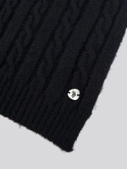 U.S. Polo Assn. Black Womens Hanging Signature Cable Knit Scarf - Image 3 of 3
