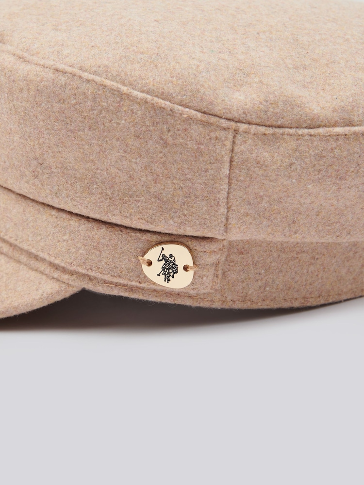 U.S. Polo Assn Natural Womens Felt Baker Boy Hat - Image 6 of 6