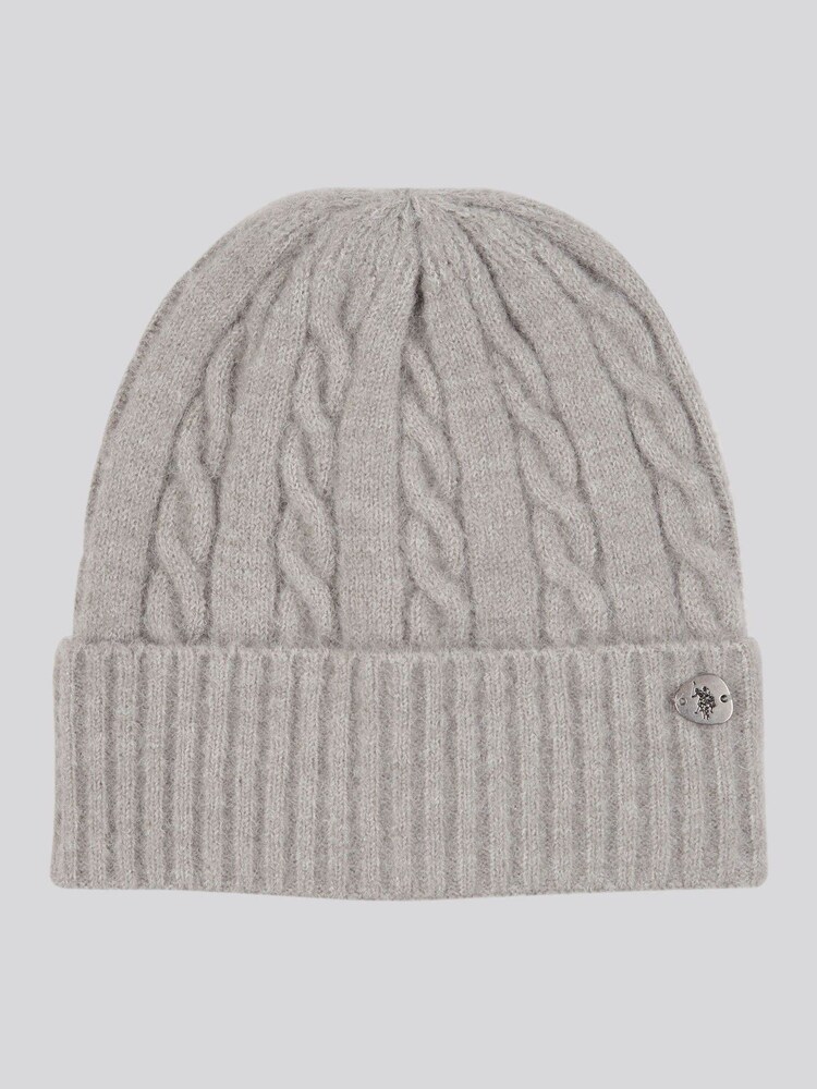 U.S. Polo Assn Grey Signature Cable Knit Winter Beanie - Image 1 of 7 U.S. Polo Assn Grey Signature Cable Knit Winter Beanie - Image 1 of 7