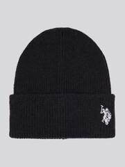 U.S. Polo Assn. Black Double Horsemen Knit Winter Beanie - Image 1 of 3