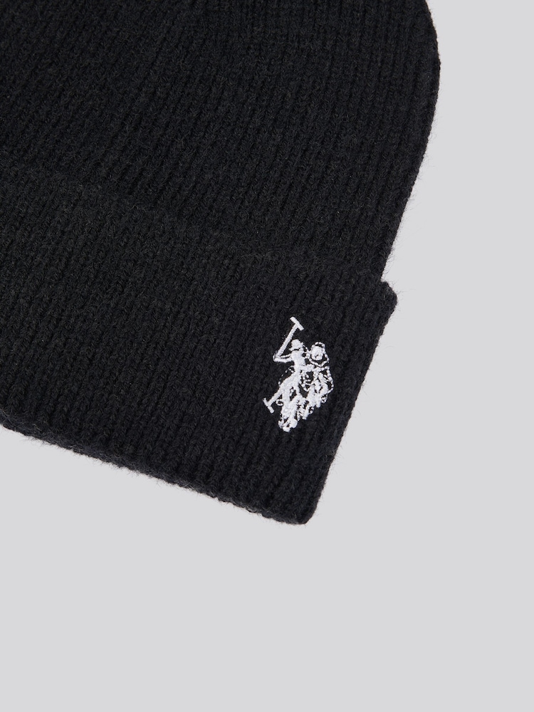 U.S. Polo Assn. Black Double Horsemen Knit Winter Beanie - Image 3 of 3