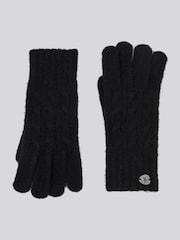 U.S. Polo Assn. Black Womens Signature Cable Knit Winter Beanie and Gloves Set - Image 2 of 4