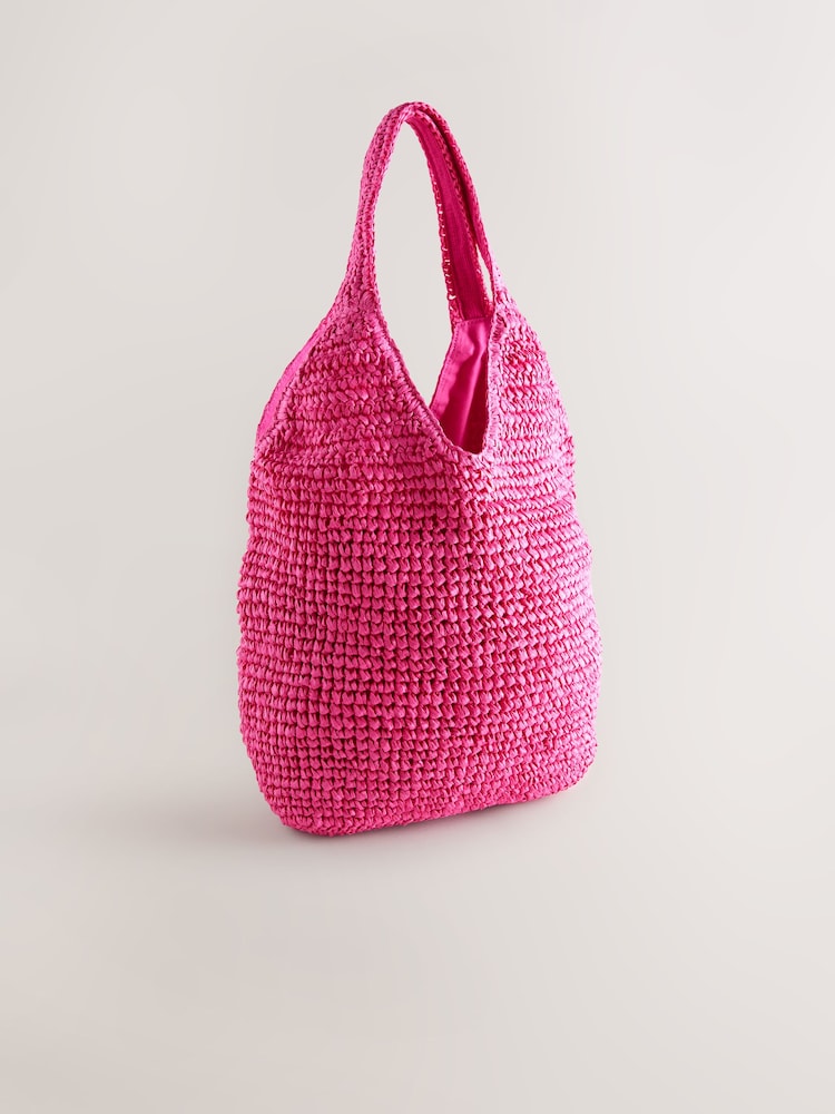 Pink Straw Shopper Bag - Image 5 of 8