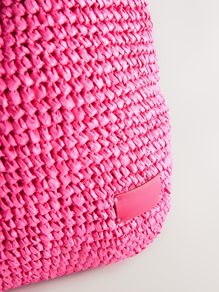 Pink Straw Shopper Bag - Image 7 of 8