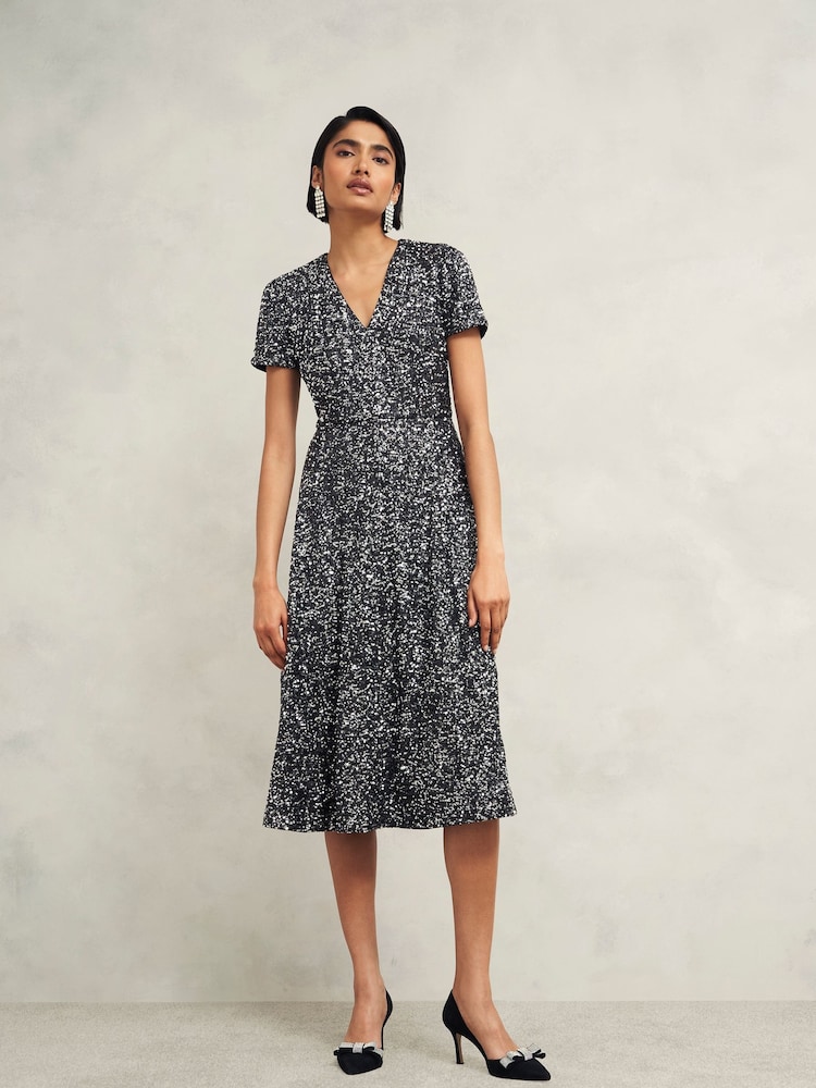 Hobbs Black Petite Tatiana Dress - Image 1 of 4 Hobbs Black Petite Tatiana Dress - Image 1 of 4