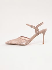 Lipsy Nude Mid Heel Sequin Embellished Courts - Image 5 of 5