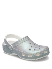 Crocs White Classic Iridescent Glitter Clogs - Image 3 of 7