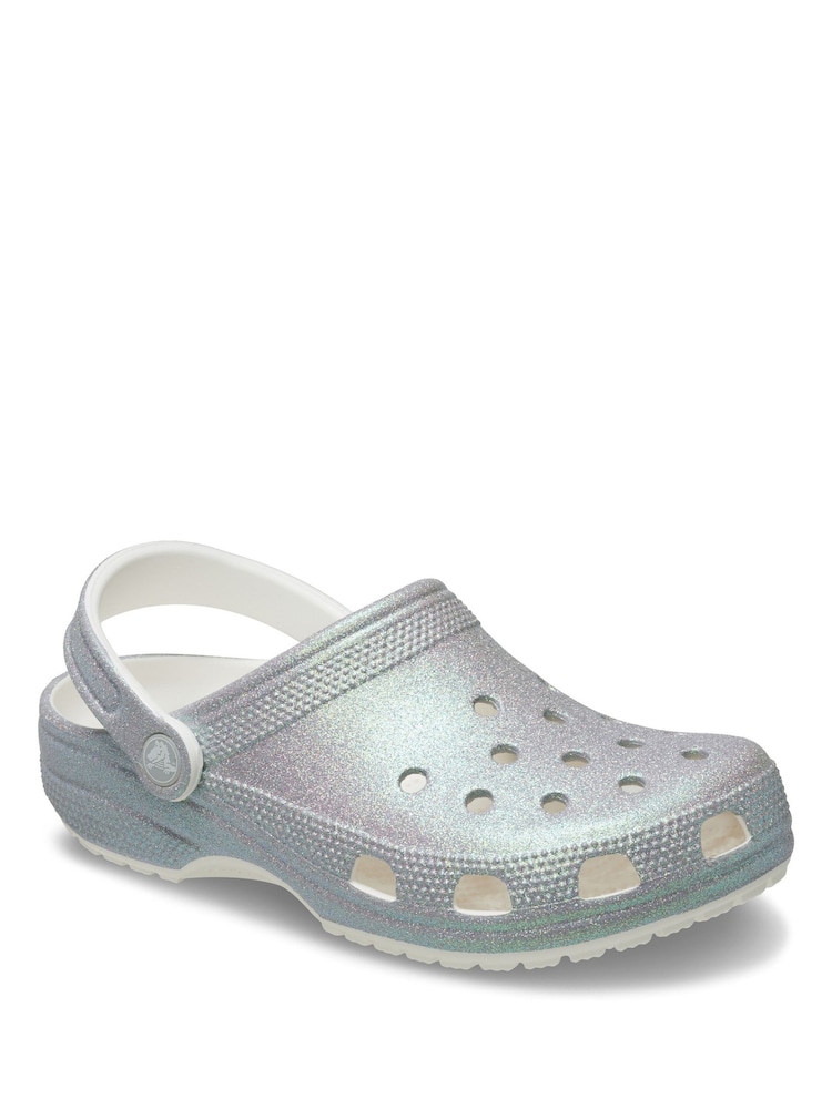 Buy Crocs White Classic Iridescent Glitter Clogs from the Next UK