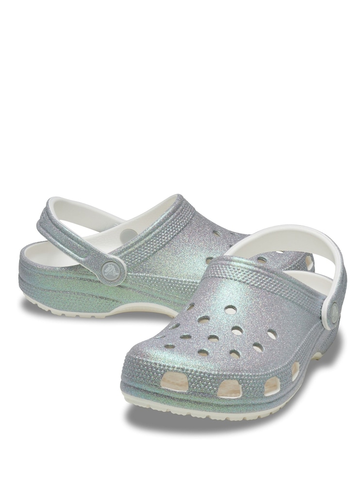Buy Crocs White Classic Iridescent Glitter Clogs from Next Oman