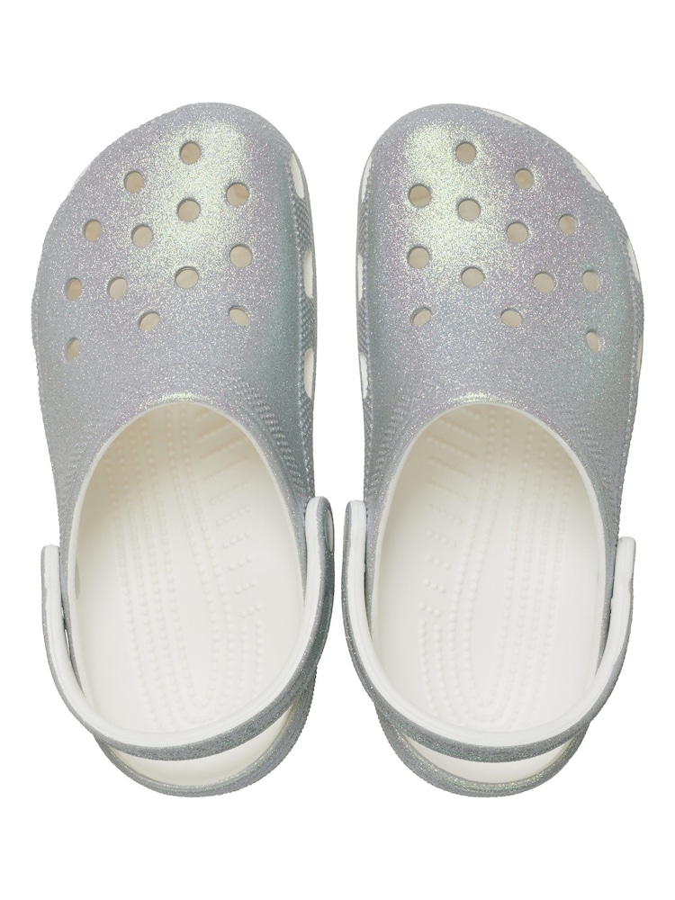 Crocs White Classic Iridescent Glitter Clogs - Image 7 of 7 Crocs White Classic Iridescent Glitter Clogs - Image 7 of 7