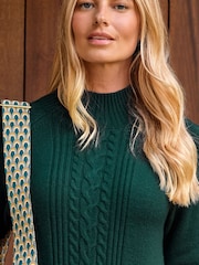 Pure Collection Green Wool Cashmere Knit Midi Dress - Image 3 of 3