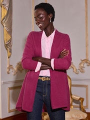 Pure Collection Pink Cashmere Long Swing Cardigan - Image 3 of 4