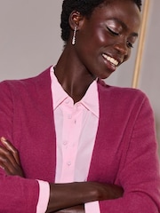 Pure Collection Pink Cashmere Long Swing Cardigan - Image 4 of 4