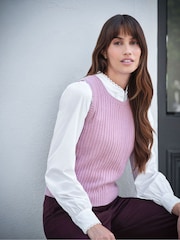 Pure Collection – Rosa Tanktop aus Wolle und Kaschmir mit Ziernähten - Bild 1 von 3
