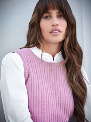 Pure Collection – Rosa Tanktop aus Wolle und Kaschmir mit Ziernähten - Bild 3 von 3
