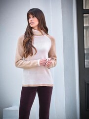 Pure Collection Natural Cashmere Lofty Colour Block Sweater - Image 1 of 3