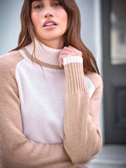 Pure Collection Natural Cashmere Lofty Colour Block Sweater - Image 3 of 3