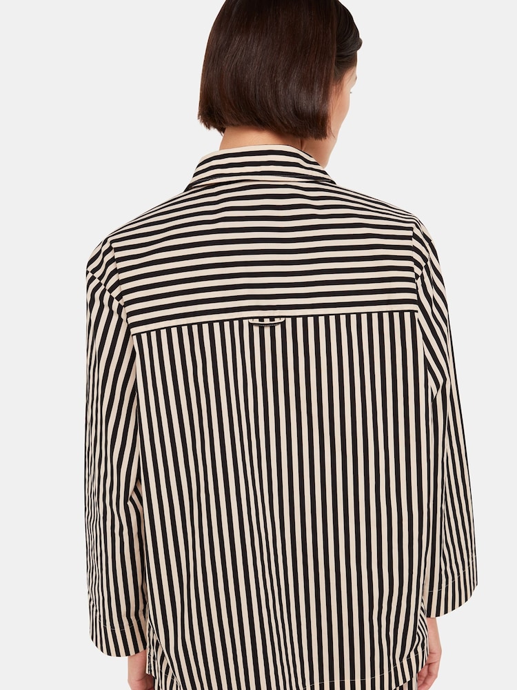 Whistles Black 100% Cotton Stripe Pyjamas Shirt - Image 2 of 5