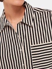 Whistles Black 100% Cotton Stripe Pyjamas Shirt - Image 3 of 5