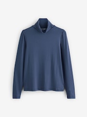 Pure Collection – Jersey-Rollkragen-Top mit langen Ärmeln in Blau - Bild 4 von 4