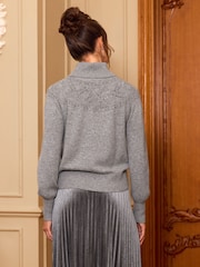 Pure Collection Grey Wool Cashmere Roll Neck Jumper - Image 2 of 3